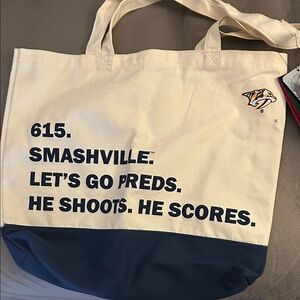 NHL Nashville Predators Cream and Blue Tote Bag